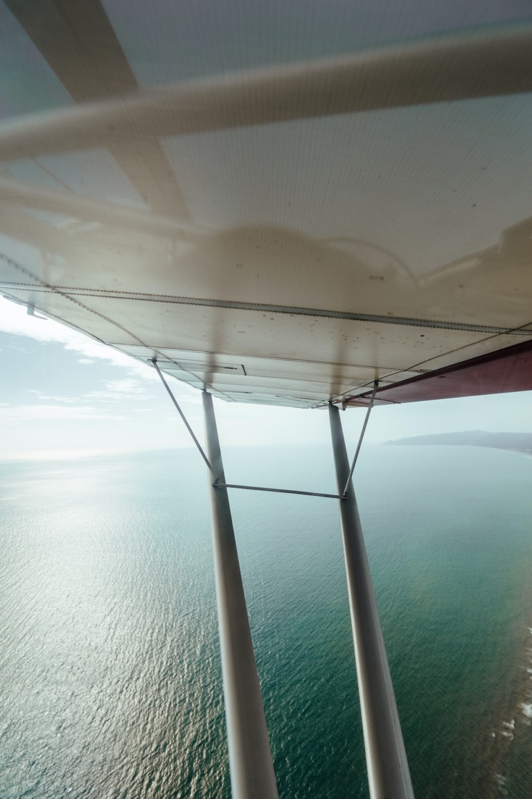 Aerial view of the sea from a small plane